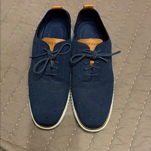 Cole Haan Men's Dark Blue Oxfords with Tan Accents